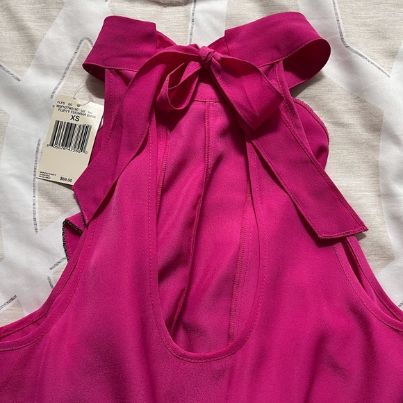 NWT Guess Hot Pink Ruffle Smocked Halter Top - Picture 5 of 6